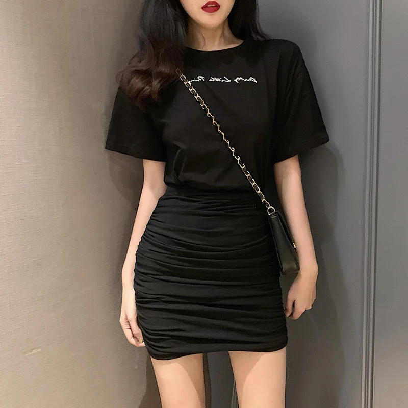 

Юбка женская летняя повседневная с завышенной талией, А-силуэт, облегающая, с асимметричными складками, не просвечивающаяся, с эффектом утягивающего боди