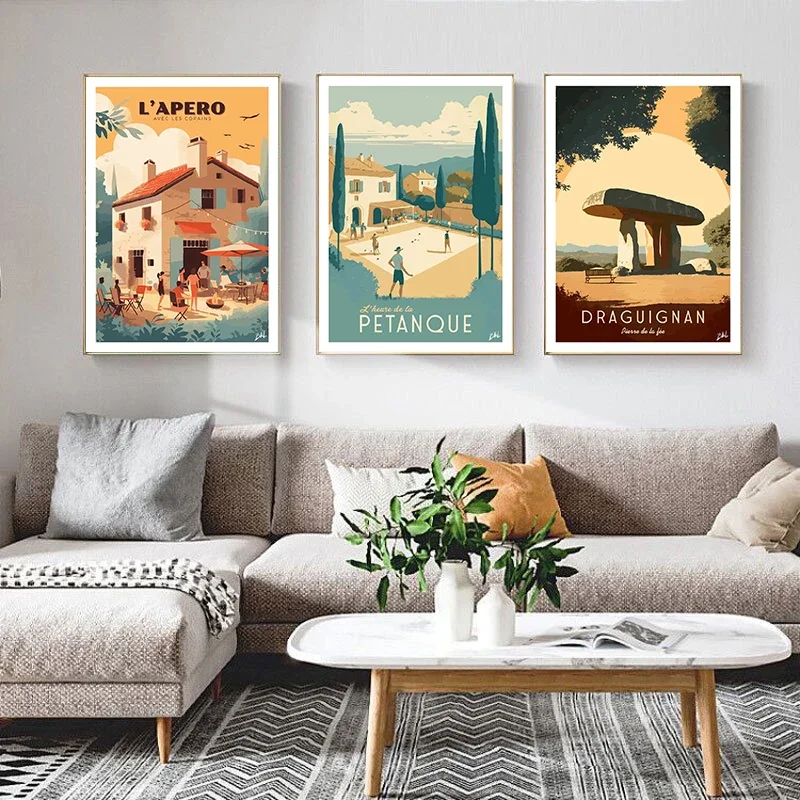 Retro Marseille Petanque Verdon Poster and Print France Travel Canvas Painting Wall Art Picture For Living Room Home Decor Gifts