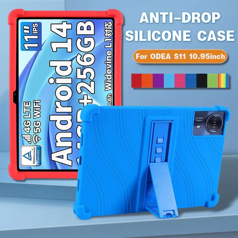 

For ODEA S11 10.95inch Tablet Case Tablet Shockproof Cover Android14 Tablet Kids Soft Silicon Stand Protective Shell