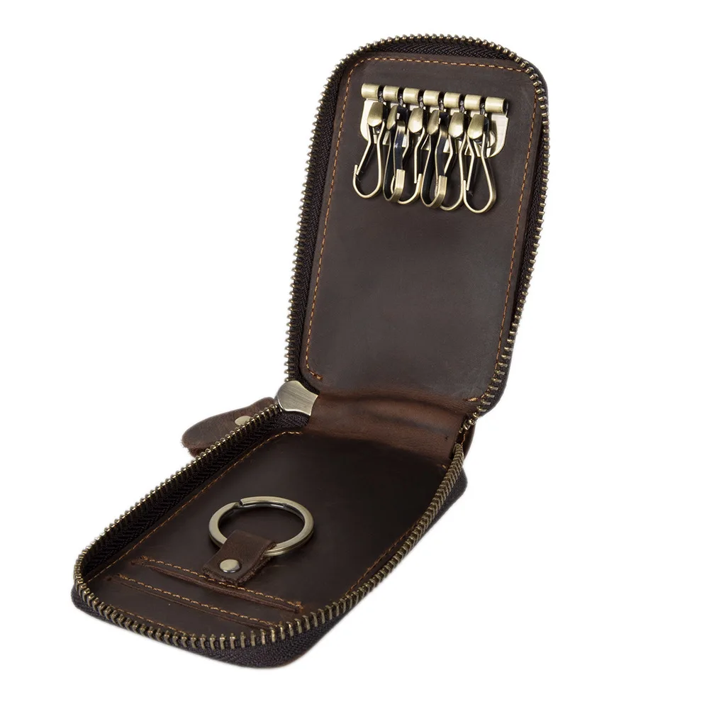 Vintage Leder Schlüsselhalter Echtes Leder Autoschlüsselhalter Leder Schlüsselmappe Herren Haushälterin Damen – Detail 2