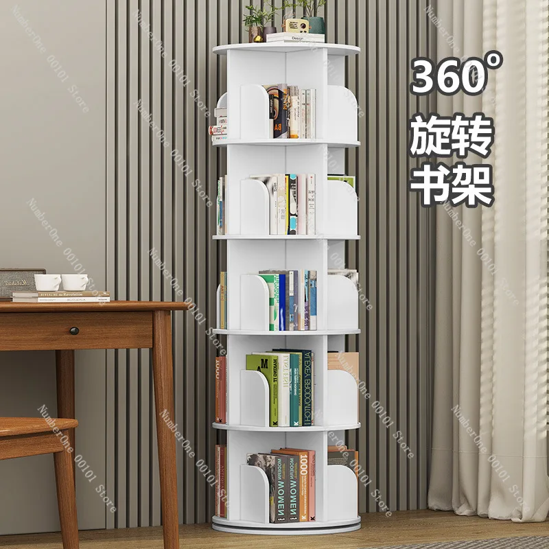 Customizable rotating bookshelf - floor & tabletop options - 360° swivel storage - ideal for home, kids' room, and general organ
