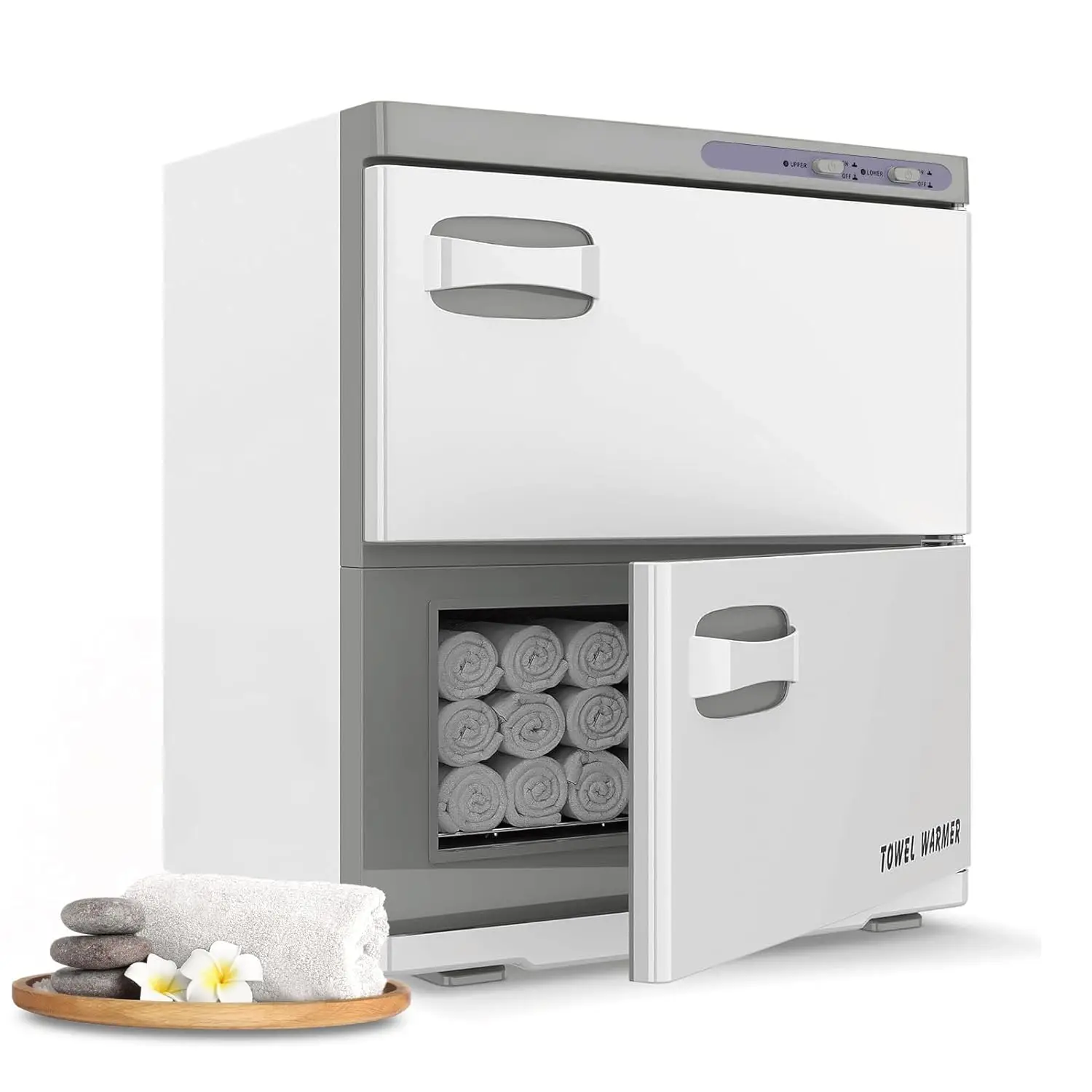 

32L Premium Two Compartment Towel Warmer for Hair Salon, Beauty SPA, Restaurant & Home. Heated Towel Warmer -Large Electr