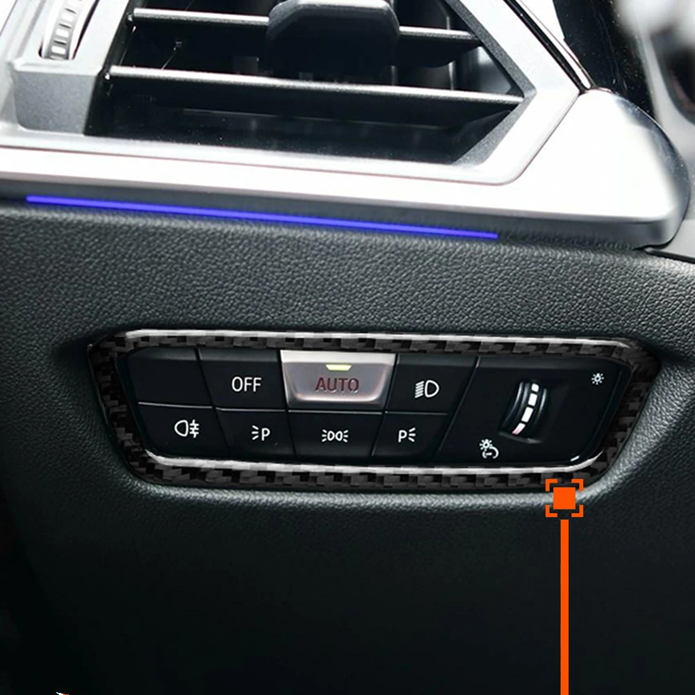 

Carbon Fiber Headlight Switch Button Frame Sticker for BMW G20 G28 3 Series 2019-2021 Interior Car Trim Decal Styling Accessory