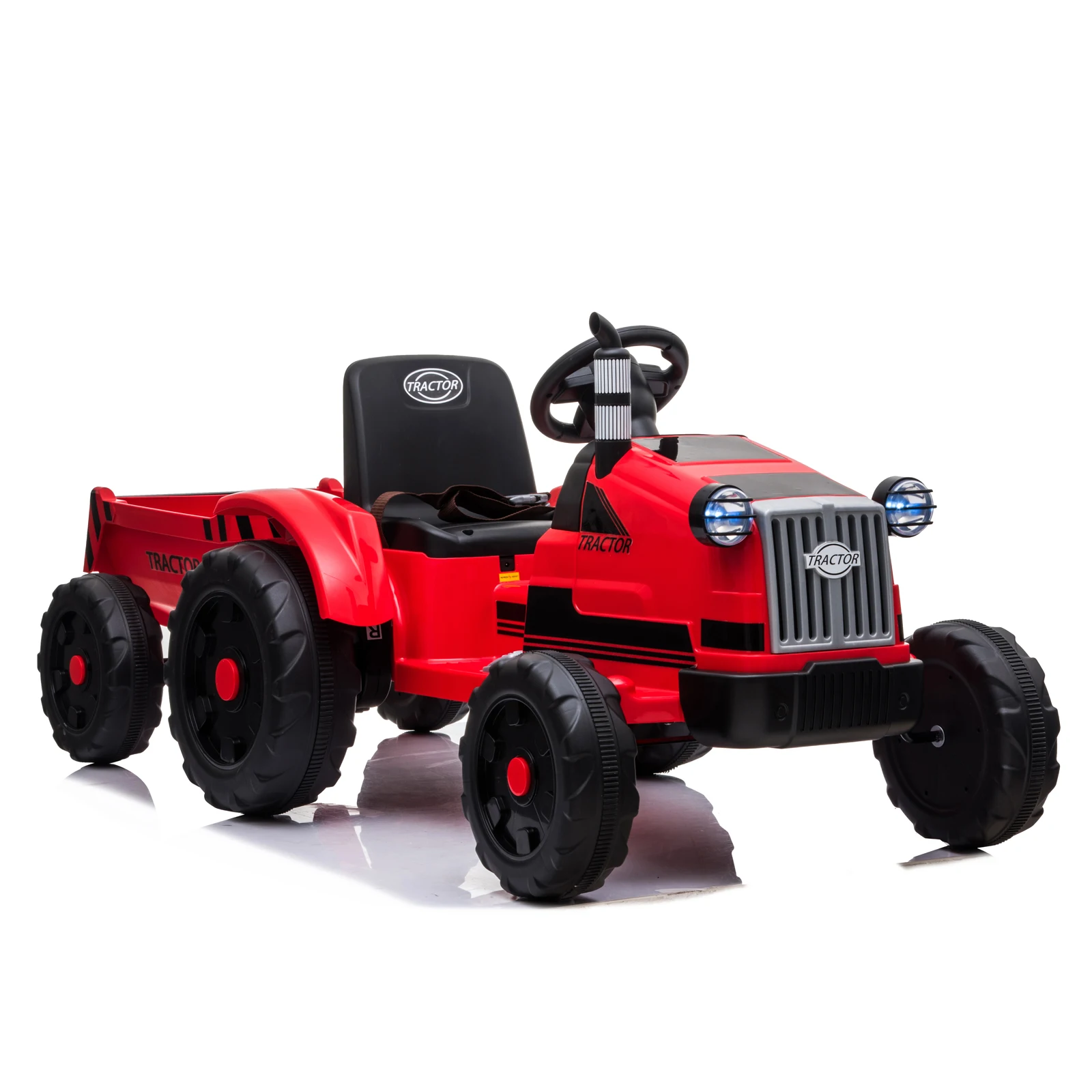 Nieuwe Rit Op Auto Elektrische Auto Voor Kinderen Afstandsbediening Auto Dual Drive Speelgoed Tractor Met Aanhangwagen, 3-Versnellingspook Grondlader Rijden Op