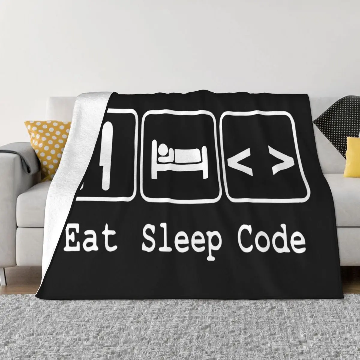 Eat Sleep Code Mens Womens Computer Science Programmer Geek Java C Html Men's S Tees Streetwear Throw Blanket