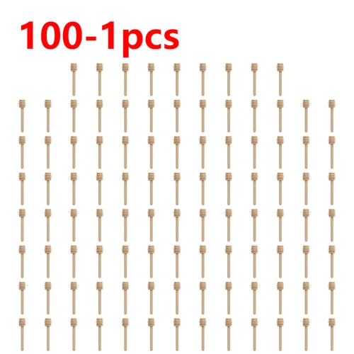 실용적인 100PC 우드 디퍼 꿀 롱 스틱 용품, 꿀 젓는 막대, 믹싱 핸들 항아리 스푼, 꿀 주방 도구, 100-1 개 