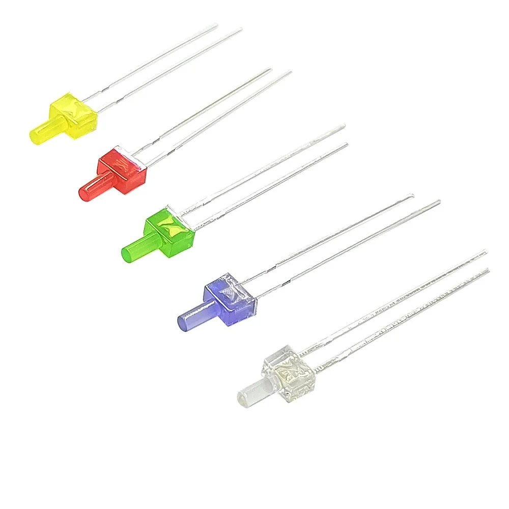 1000pcs multi-color 2mm flat top LED diffuse/water transparent red yellow blue green white orange LED with wire 20CM DIY
