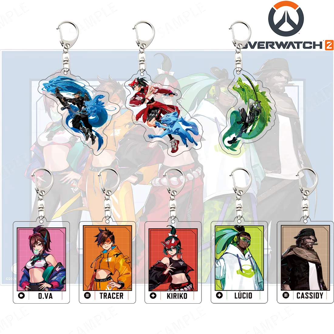 Llavero acrílico Overwatch 2 Limited: D.Va, Cassidy, Kiriko, Lucio, dije de figura lindo Tracer, colgante de bolso, llavero, Gif de jugador