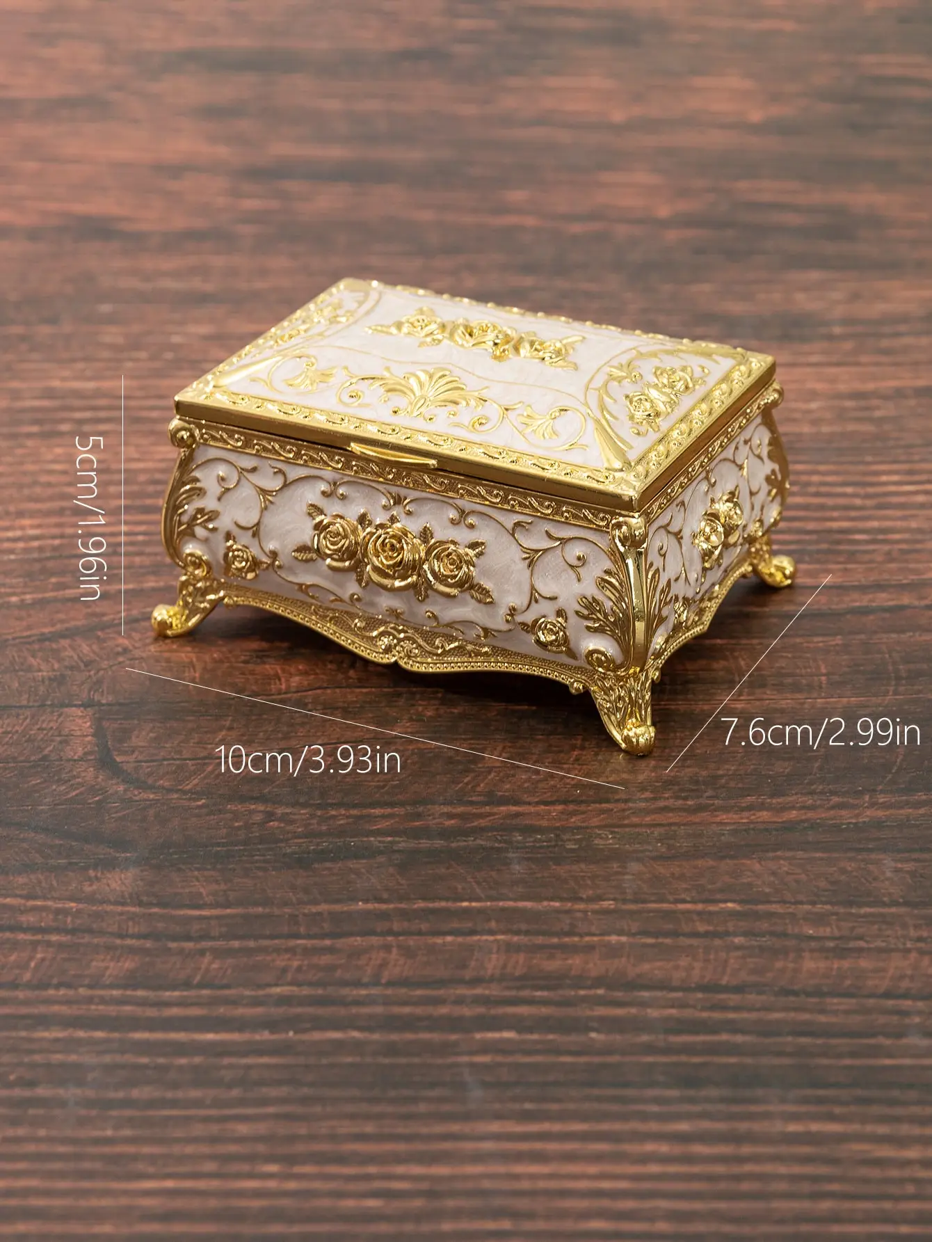 European Rose Jewelry Box Light Luxury Creative Jewelry Box Wedding Decoration Valentine's Day Ring Necklace Metal High-grade Me