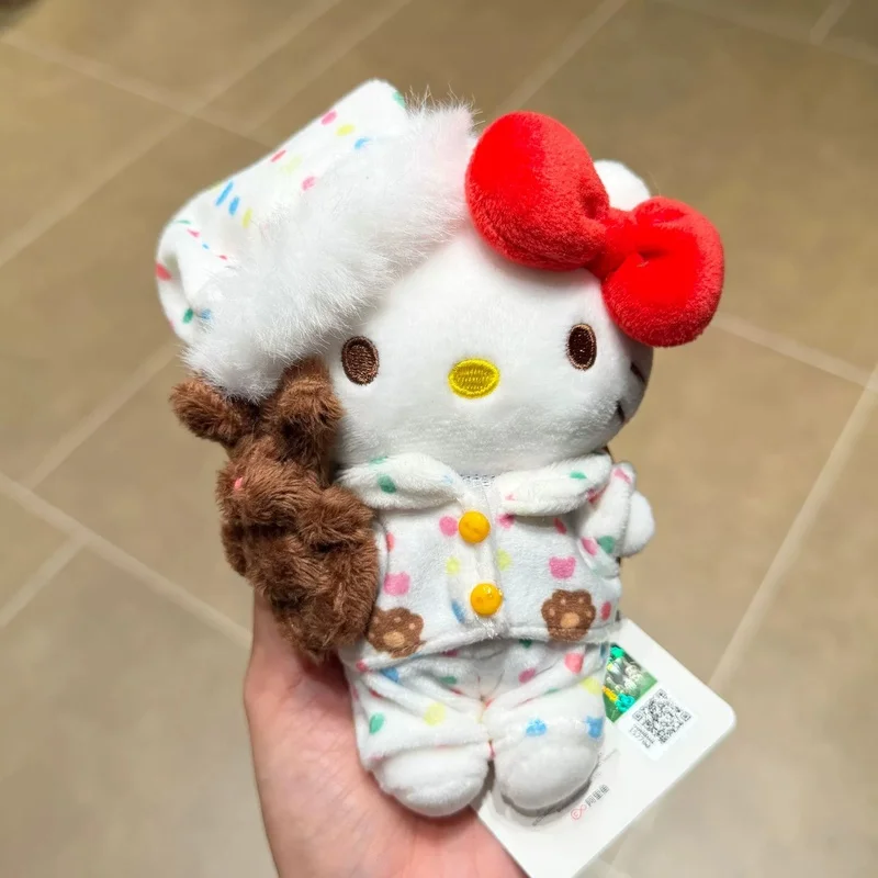 11cm anime olá kitty vestir-se dos desenhos animados boneca de pelúcia pingente pp algodão boneca de pelúcia kawaii chaveiro acessórios bonitos presente do feriado