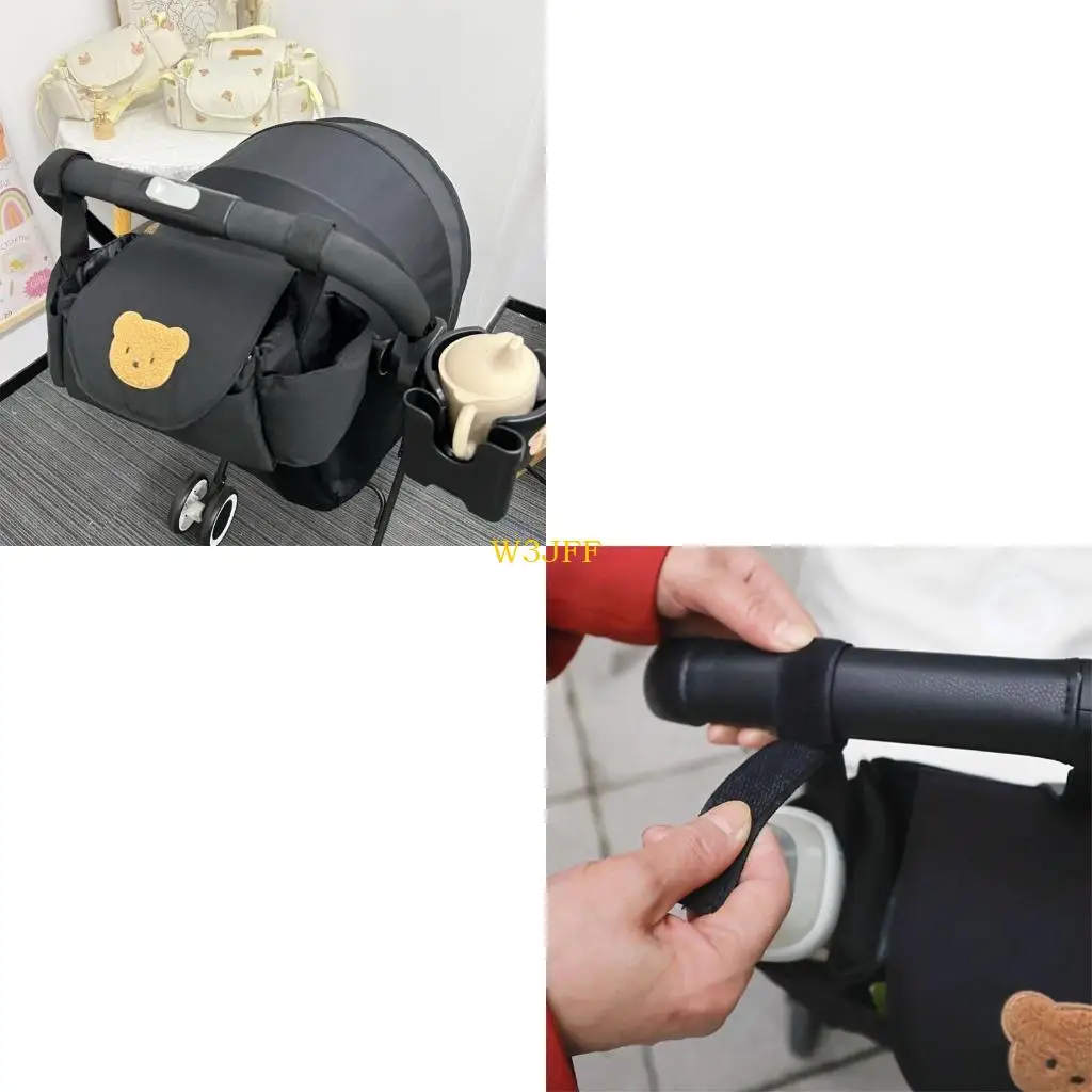 

W3JF Baby Stroller with Insulated Cup Holders Diaper Storage for Phone Keys