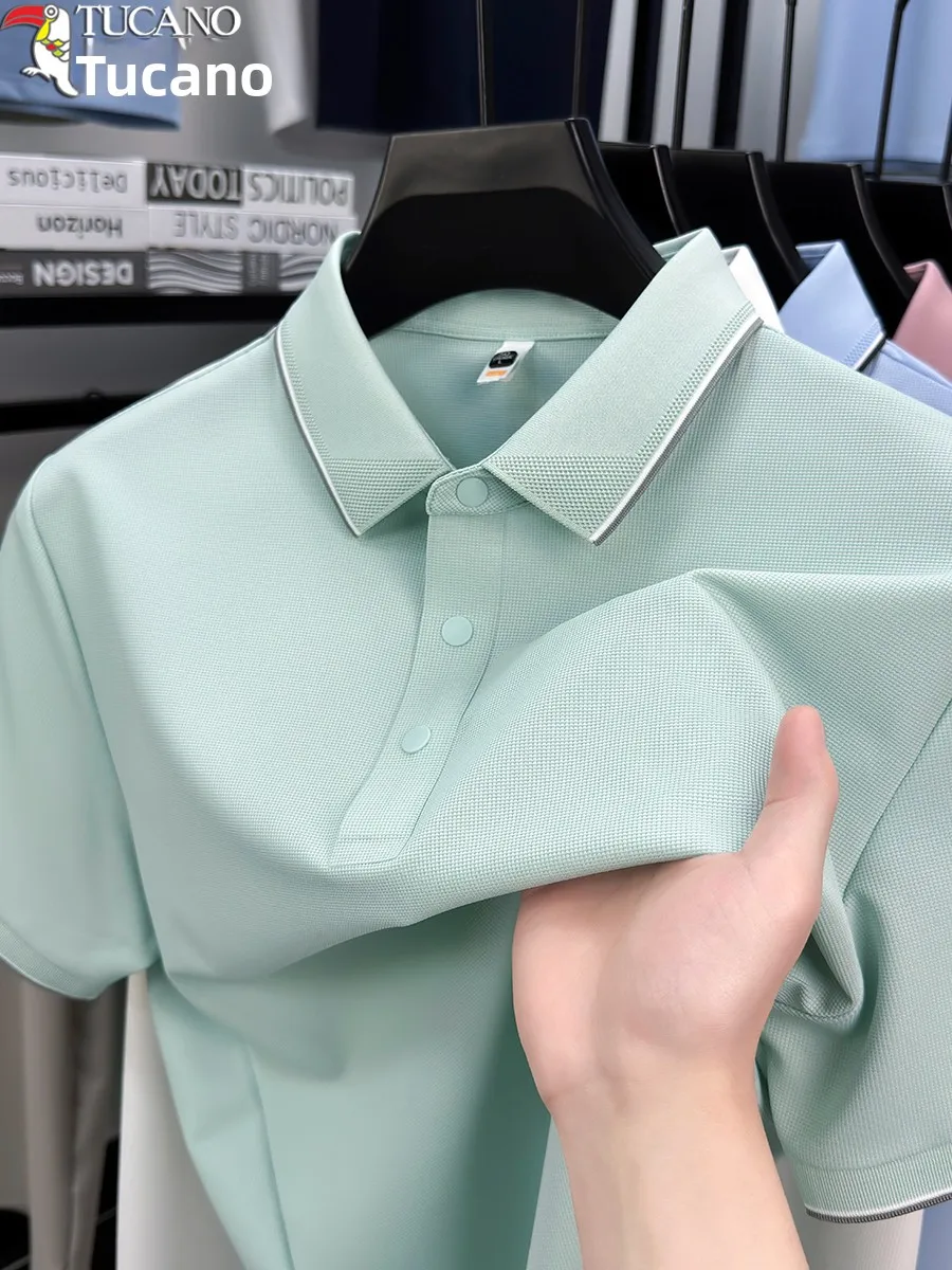 

Ice Silk Half Sleeve Shirt Men's Summer New Casual Versatile Mid-aged Men's Seamless T-shirt Trendy Standard Fit Fashion...