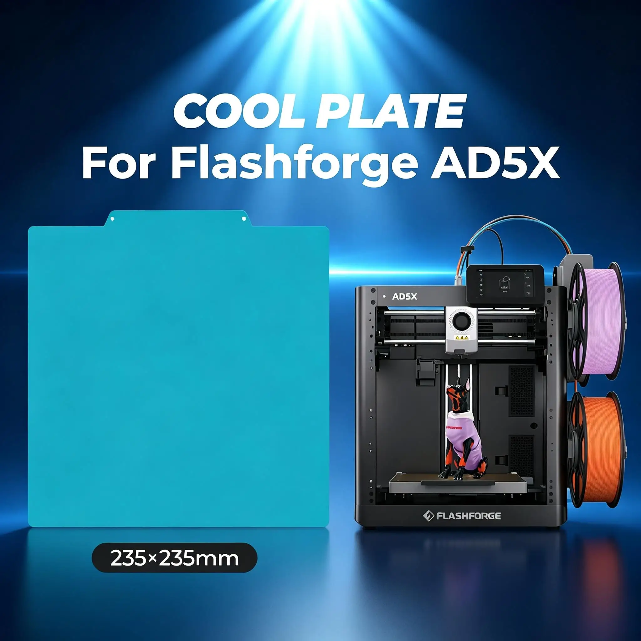 235x235mm Energy Saving Magnetic Cold Bed Sheet, 3D Printer Replacement Build Plate for Flashforge AD5X AD5M AD5M PRO PLA PETG
