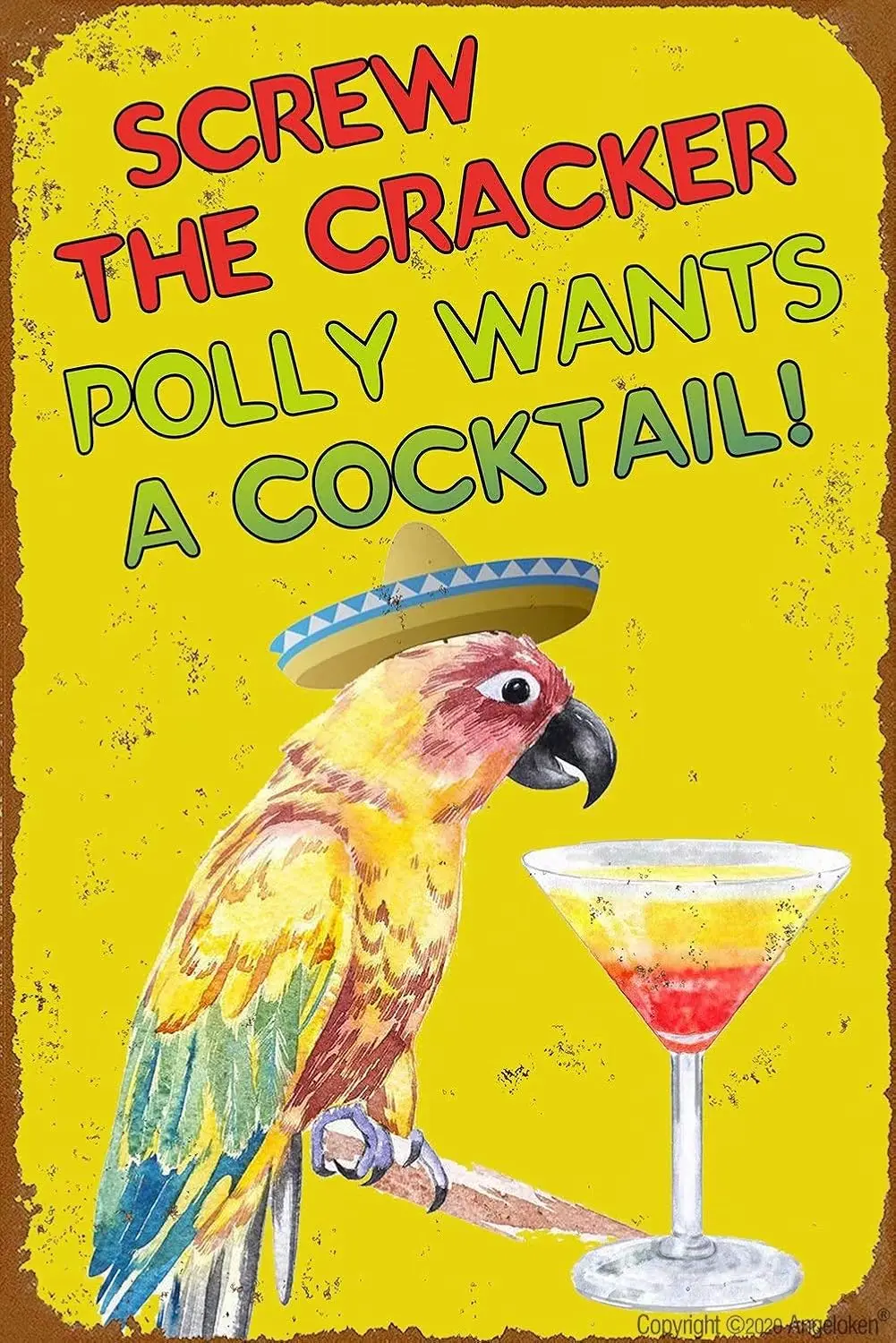 Tin Sign For Retro Metal Sign Vintage Sign Screw The Cracker Polly Wants a Cocktail Sign for Plaque Poster Cafe Wall Art Sign Gi