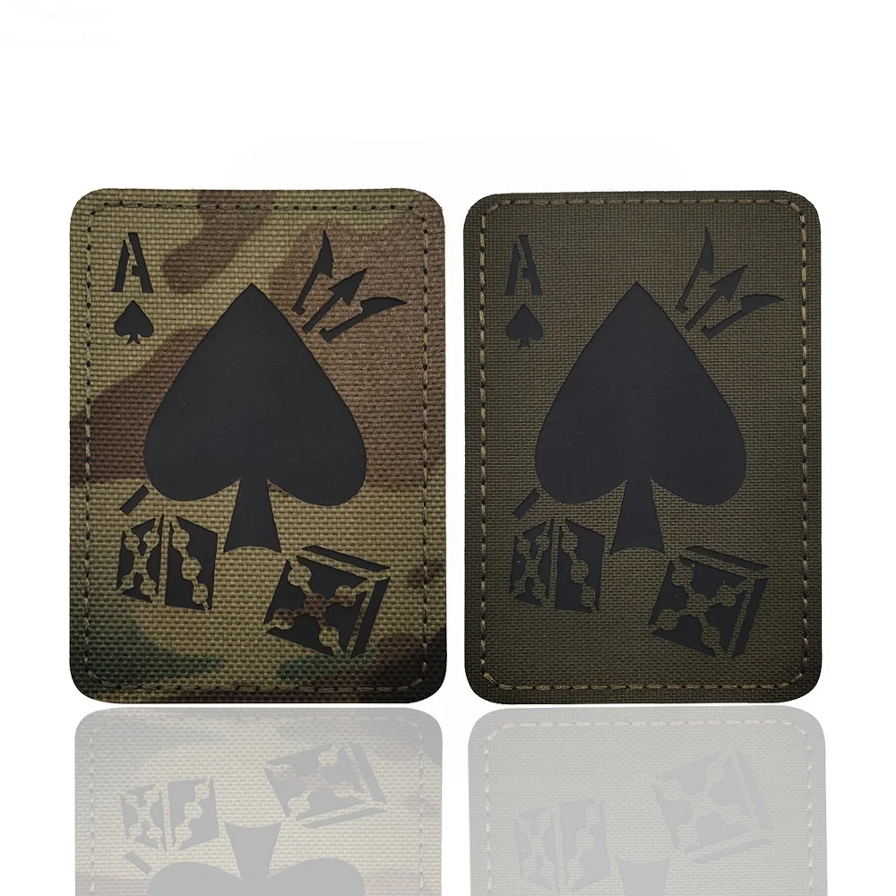 Poker Spades A Dice Hook&Loop Patch Reflective Morale Emblem Backpack Vest Decorative Sticker Tactical Accessories Klett Patches