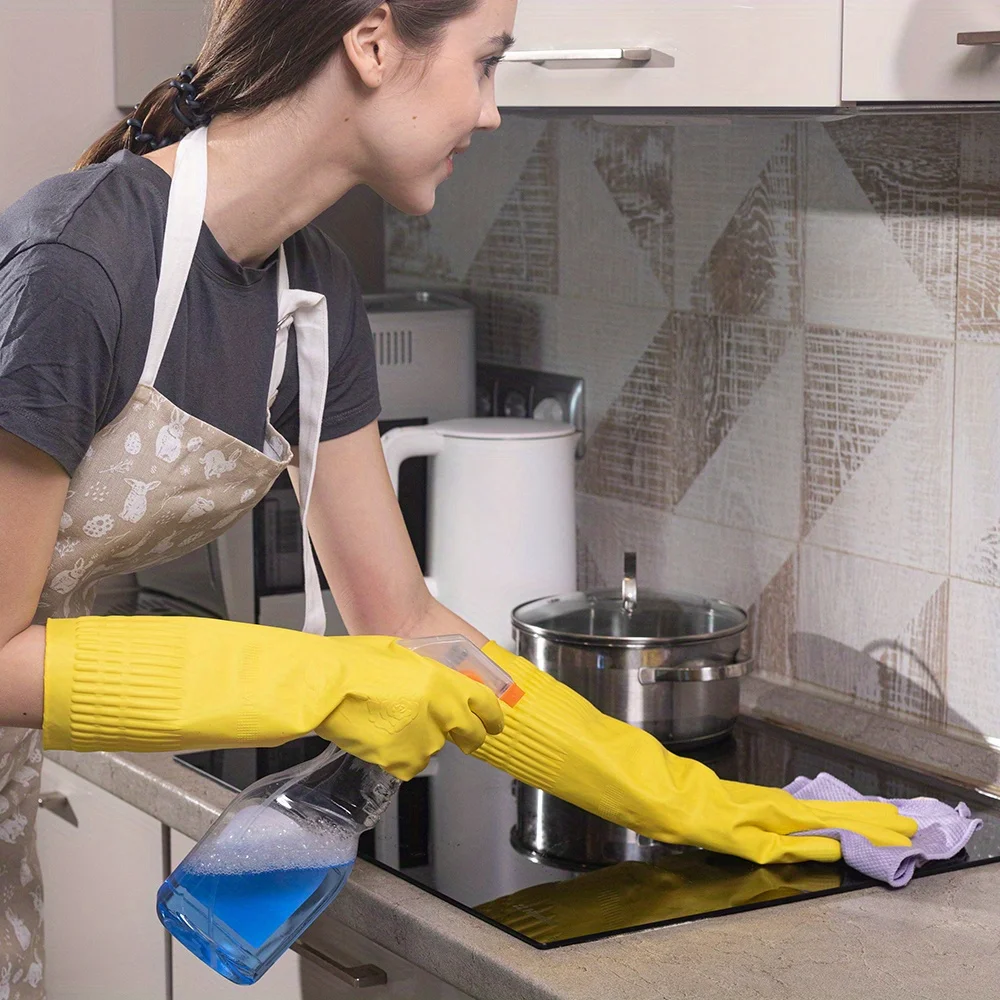 1/2Pairs Heavy Duty Car Washing Gloves, Long Cuff Waterproof with Textured Grip, for Dishes, Bathroom & Household Cleaning