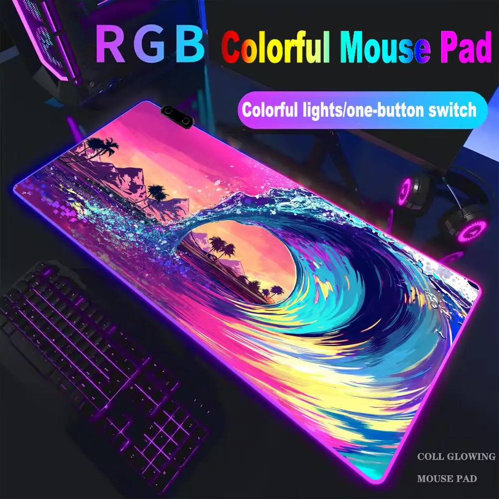 

Waves Mouse Pad High-end E-sports Mouse Pad Mouse Pad RGB Mouse Pad LED Pc Large Student Writing Pad Gamer Luminous Desk Ma