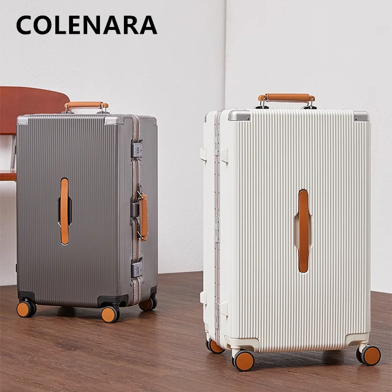 COLENARA Zipper Suitcase Large Capacity Boarding Box Aluminum Frame Trolley Case 20