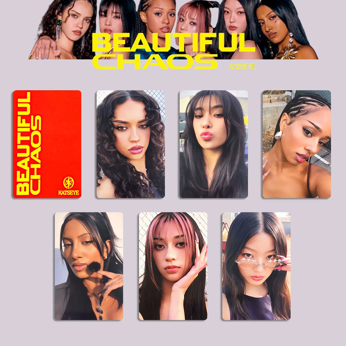 Kpop KATSEYE Album BEAUTIFUL CHAOS Photocards FANSIGN CHAOTIC WVS Ver Card Bright Film LOMO Card MANON MEGAN Collection Gift image 4