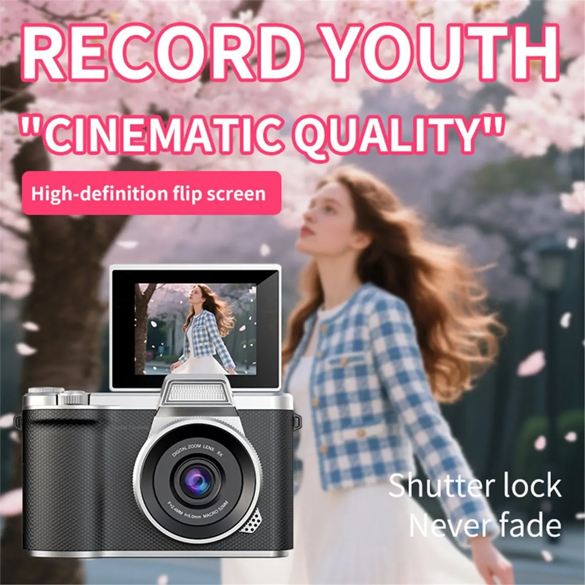 Punctual- 4K Digital Camera 48MP Autofocus Photography Camera 2.8inch Video Camcorder Cam Retro CCD Camera for Kids Students B
