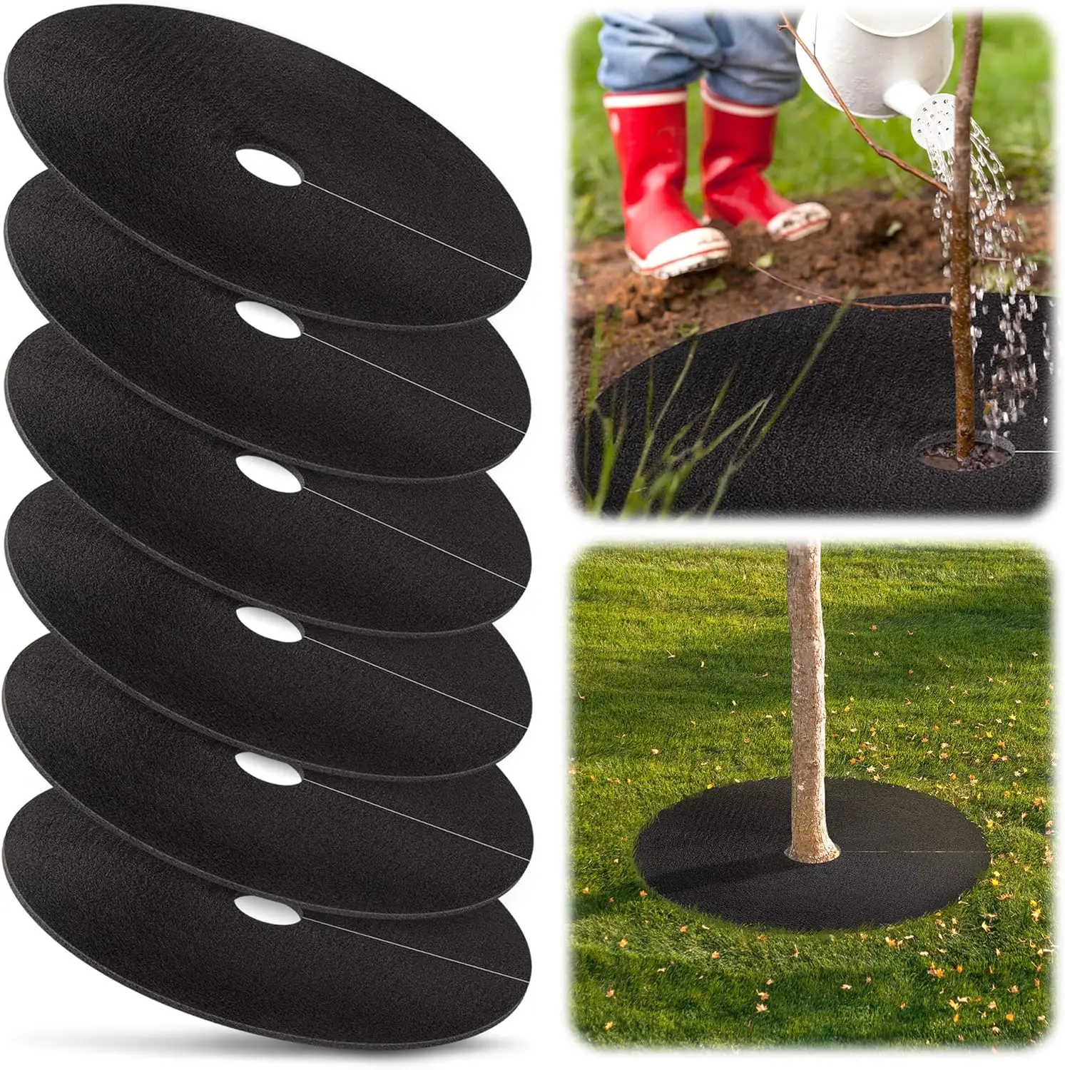 

32.5 Inch Non-Woven Tree Mulch Ring,Reusable Tree Weed Barrier Mat,Degradable Tree Mulch Used to inhibit Weed Growth and