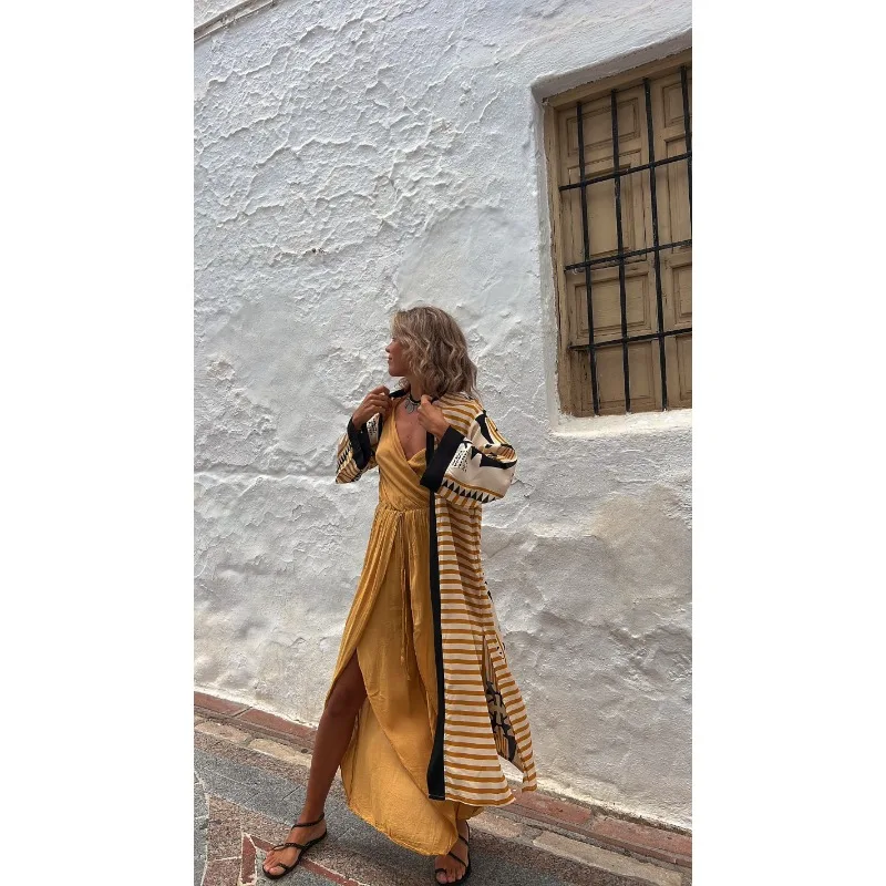 

New printed European and American cross-border printed outerwear Fashionable casual long shirt