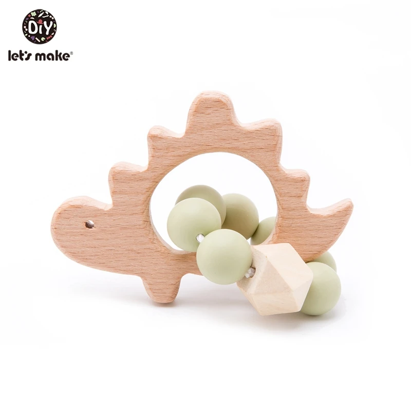 Let's Make-mordedor de madera para bebé, juguete de bebé de nube de conejo, dentición de silicona para niño pequeño, mordedor de bebé de madera, cuna de silicona, sonajero para bebé, 1 ud.