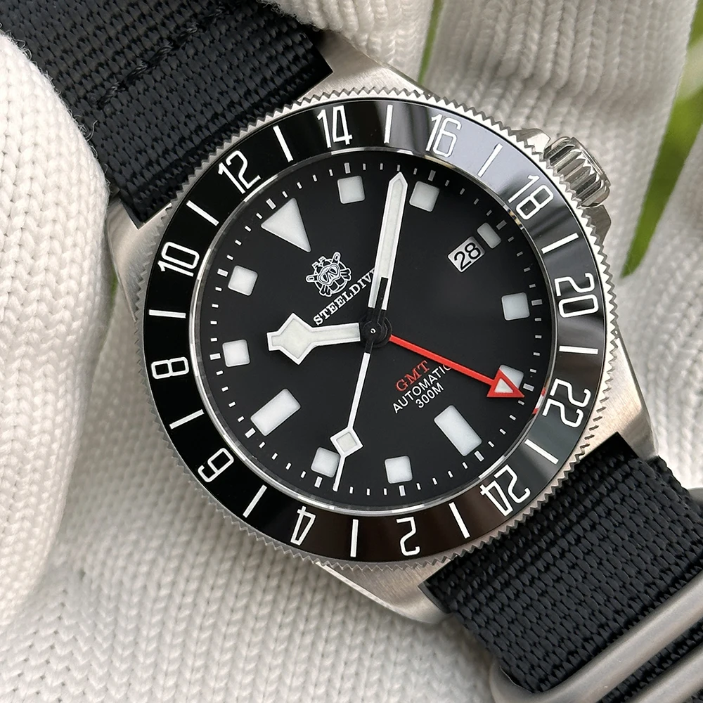 

Мужские часы STEELDIVE GMT, 41 мм, автоматические механические наручные часы, 30 АТМ, водонепроницаемые, с сапфировым стеклом, NH34, 120 кликов, керамический безель