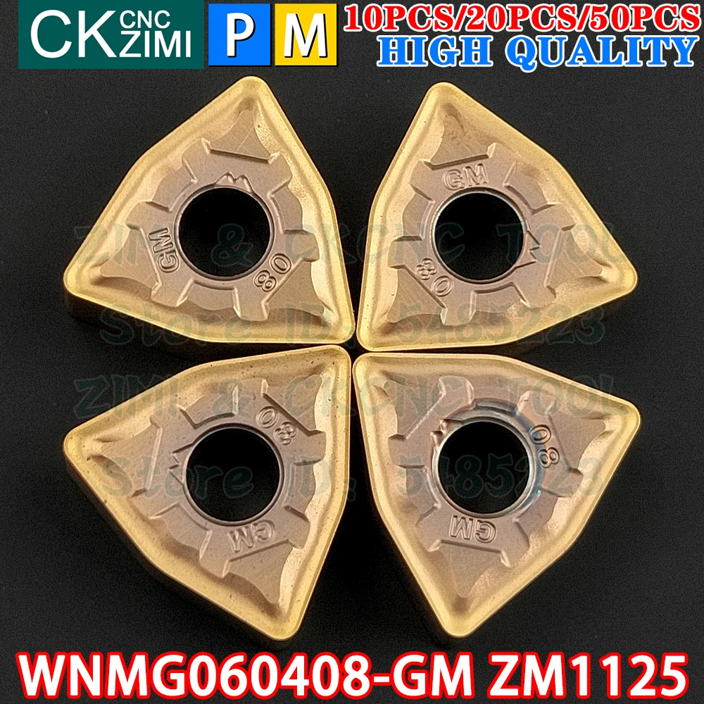 WNMG060408-GM ZM1125 WNMG 060408 GM ZM1125 Insertos de carburo Herramientas de inserto de torneado externo Máquina CNC negativa Herramientas de corte de torno de metal para acero inoxidable