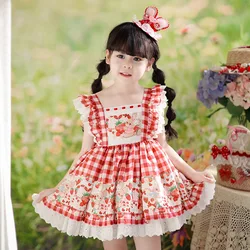 New Summer Girl Dress fixed Flower Simple Sweet Princess Dress abbinato alla stessa carta per capelli abiti per bambini per ragazze Dress