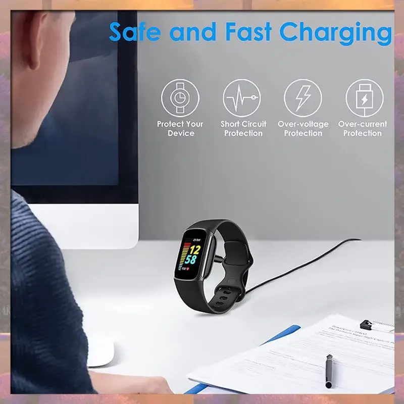 أفضل بيع لـ Fitbit Charge 5/Luxe USB كابل شاحن مغناطيسي لاسلكي جهاز شحن محول محمول ملحقات الساعات الذكية