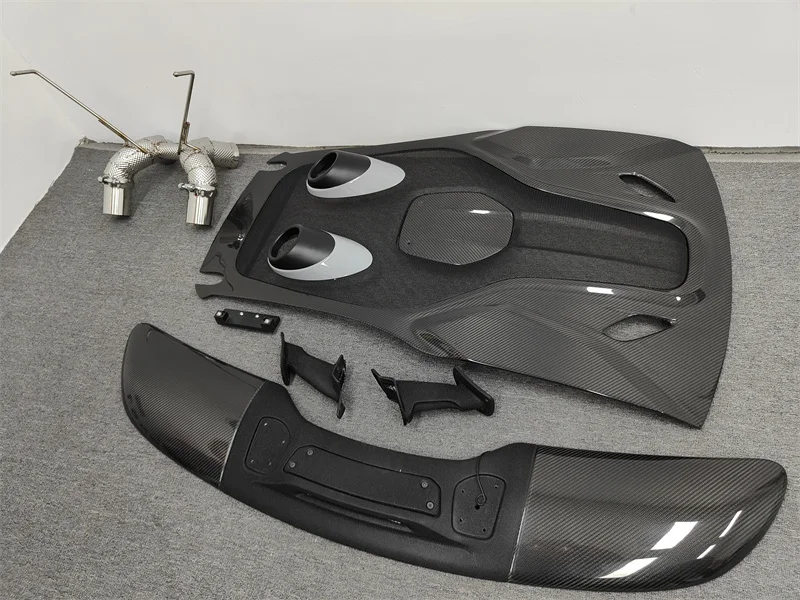 ชุดแต่งคาร์บอนไฟเบอร์สไตล์ 600LT สำหรับ McLaren 540C 570S คาร์บอนไฟเบอร์แห้ง ฝากระโปรงหน้า สปอยเลอร์หลัง ท่อไอเสีย กันชน