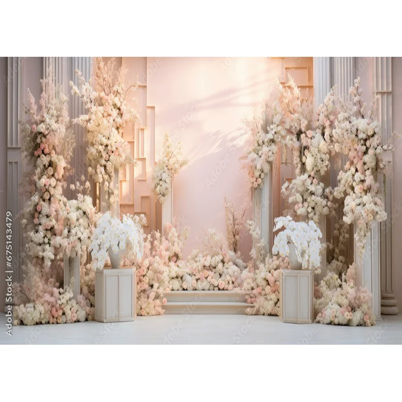 Wedding Stage Photography Backdrops Aesthetic Luxury Flower Decoration Indoor Vintage  Wall Photo Studio Background ZZ-05