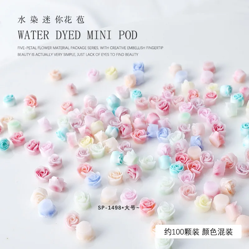 100 pièces Mini 3D acrylique fleur Nail Art breloques résine Rose bourgeon accessoires pour manucure décor ongles décoration fournitures matériel