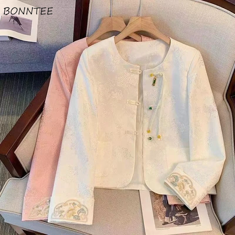 

Baseball Jackets Women Embroidery Casual New Chinese Style Outerwear Autumn Sweet Elegant Female All-match Gentle Popular Coats