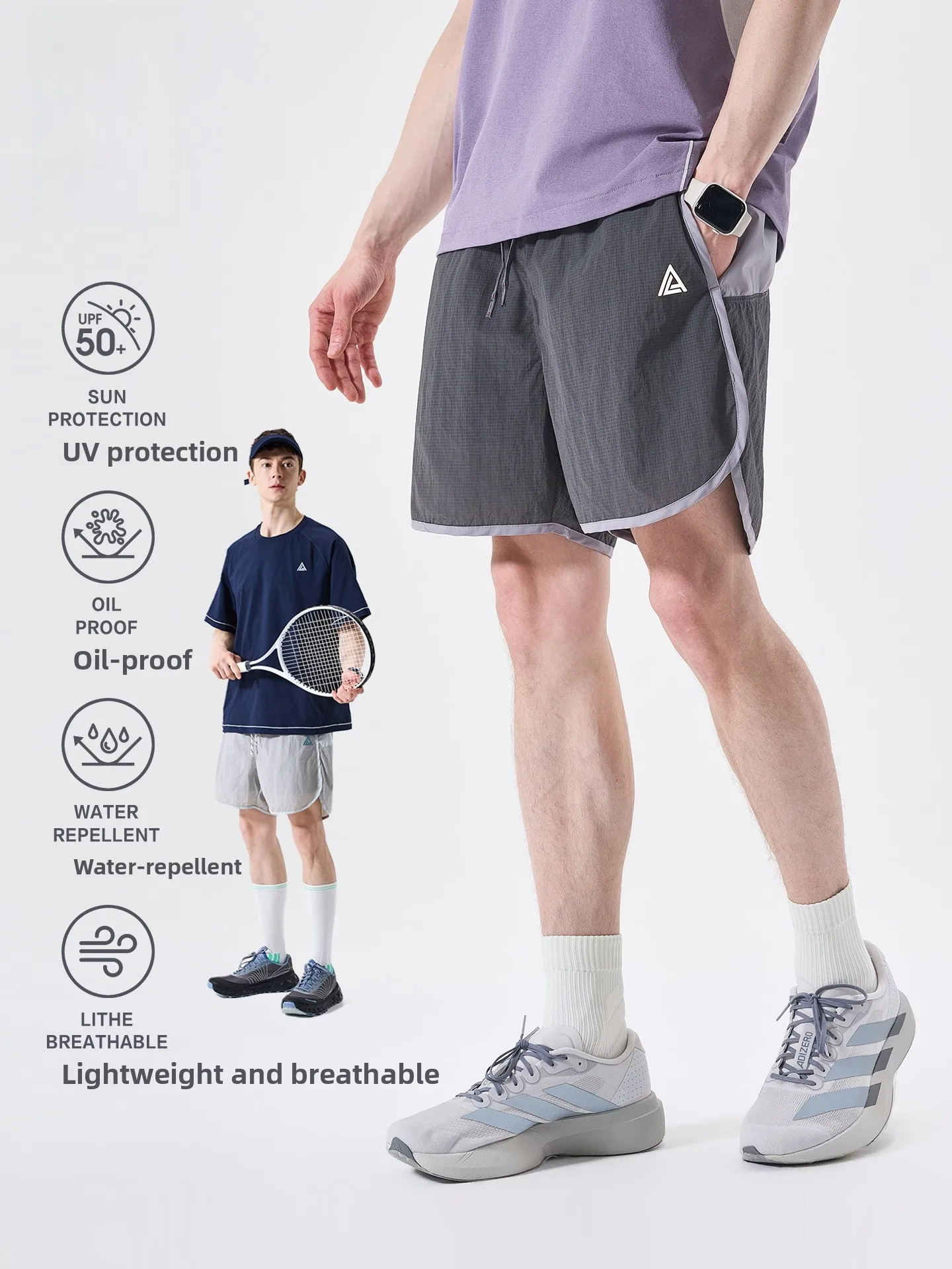 LAZY DAY Men's Outdoor Water-Resistant Five-Quarter Length Shorts Breathable Hiking Sports Shorts Summer Anti-Ultraviolet