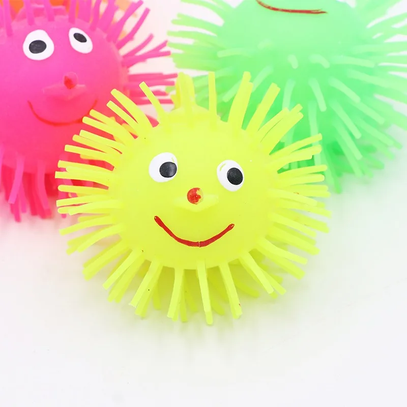 10Pcs/Lot Kid Glowing Elastic Fur Ball Soft Rubber Child Decompression Squeeze Ball Kids Novelty Funny Stress Relief Toy Gift