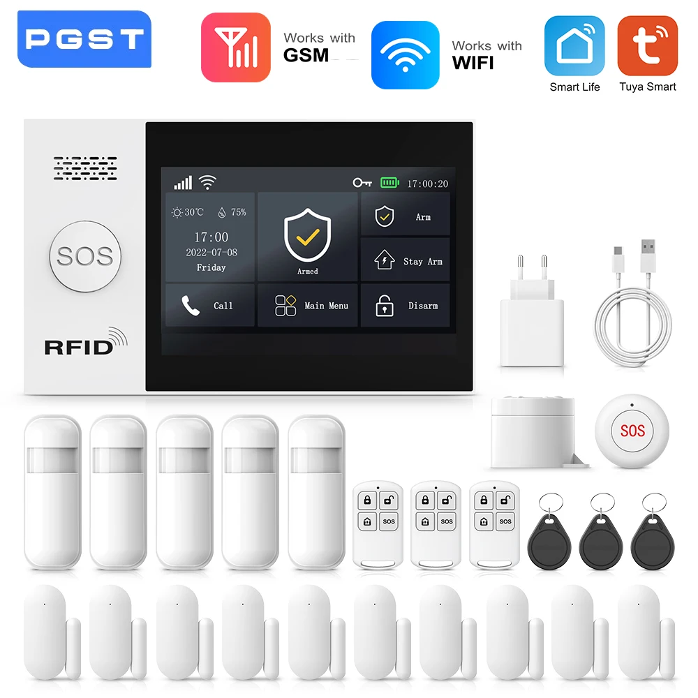 

TUYA WiFi 4G GSM Alarm System for Home Smart Life Security with PIR Wireless Solar Siren Support Tuya Remote Control