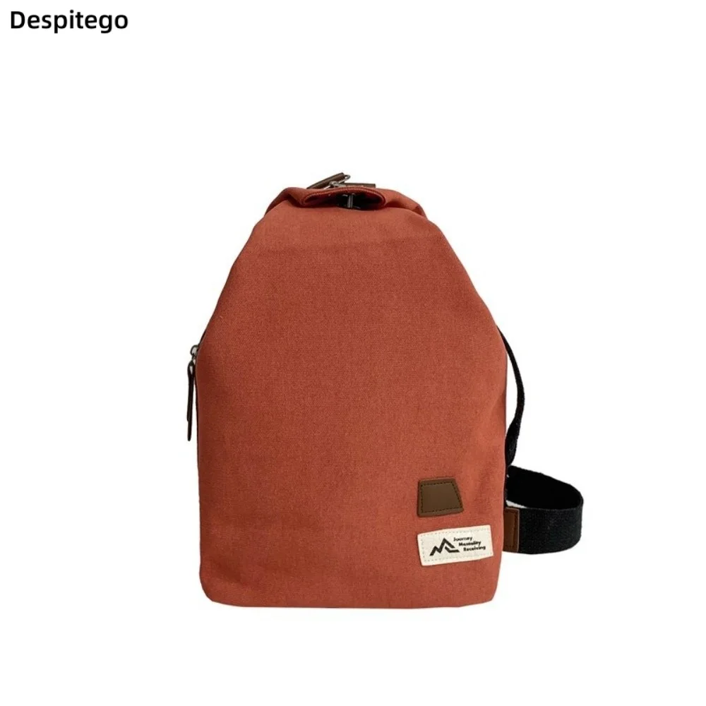 Large Capacity Canvas Chest Bag Minimalist Design Retro Style Male Crossbody Bag Trend Pattern Handbag Single Shoulder Pouch