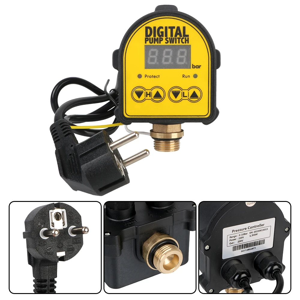 Pressure Controller Switch 0-10 Bar 1/2\'\' interface For Water Pump On/OFF 220V Digital Automatic Air Pump Water Oil Compressor