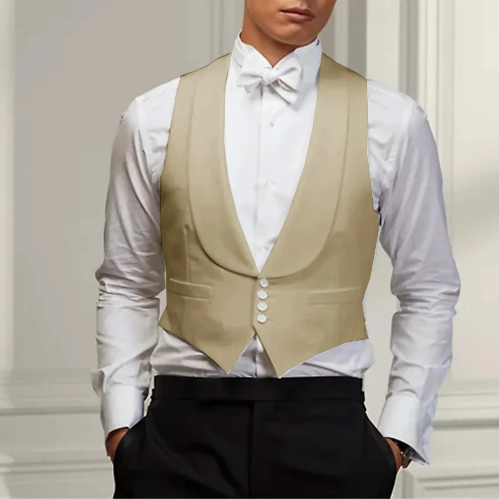 Vest For Men Shawl Collar Slim Fit Style White Male Clothes Top Prom Wedding Groom Tuxedos Vests gilet de costume homme