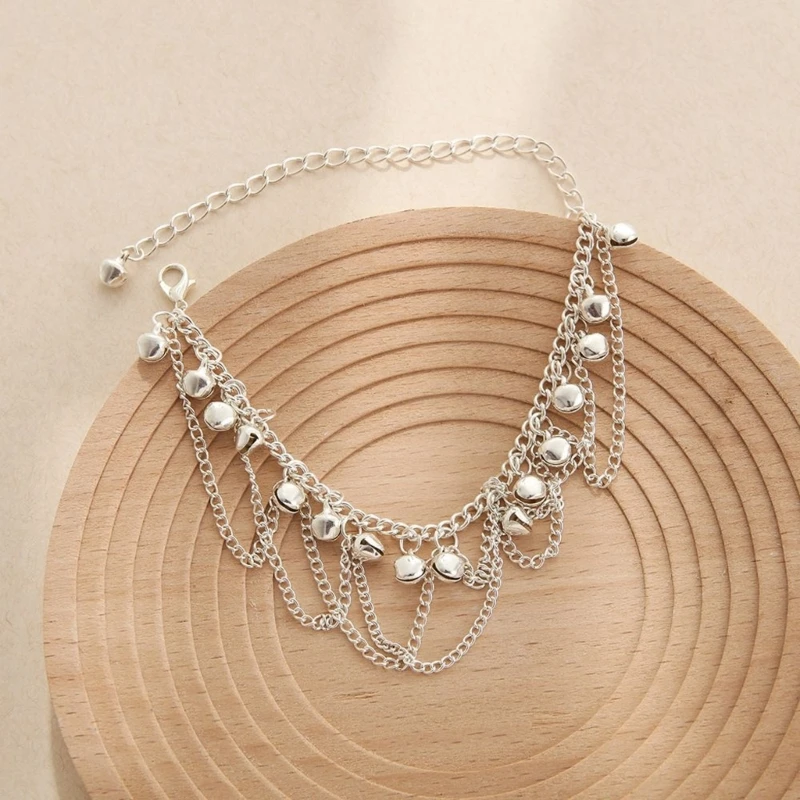 Women's Multi-Layer Anklet Jewelry with Suspended Bells and Draped Chains M76B