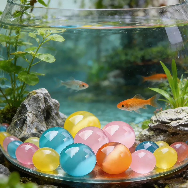 Dia 40mm Crystal Ball Ornament Colorful Cat Eye Stone Home Aquarium Vase Decoration DIY Handicraft Garden Landscaping