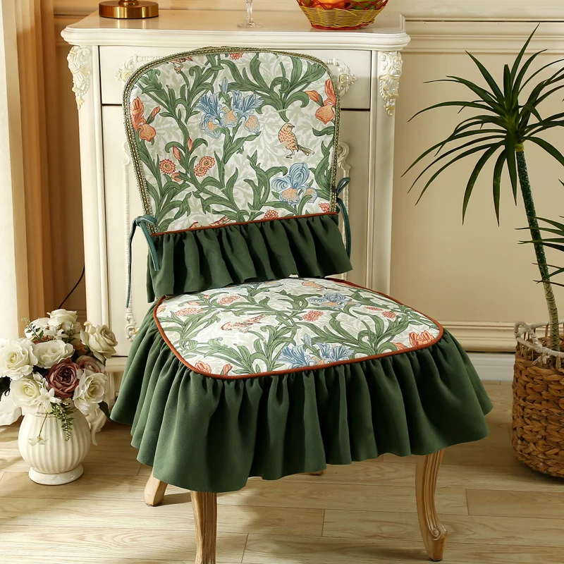 Luxury Sherpa Fleece Chair Cover Sitting Cushion Set Retro French pastoral style Dining Room Home And Decoration Ruffle Non-Slip