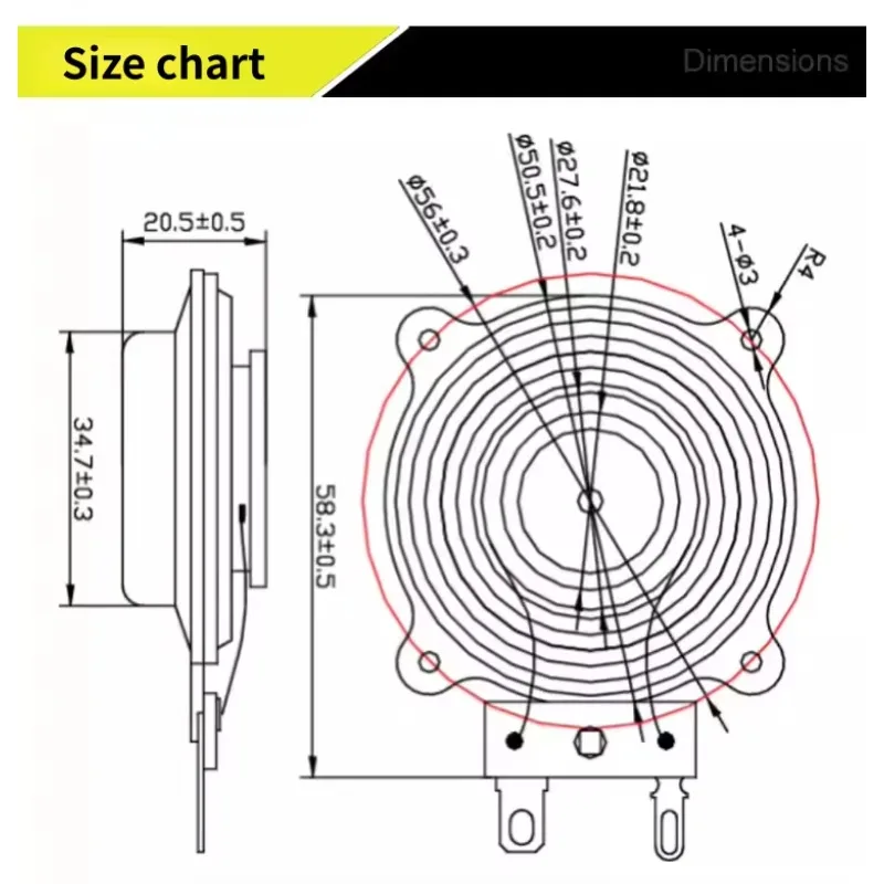 DAEX25FHE-4 Z-1301 Frame Type Vibration Exciter, 20 Watt 4 Ohm Rubidium Iron Boron Transducer Speaker