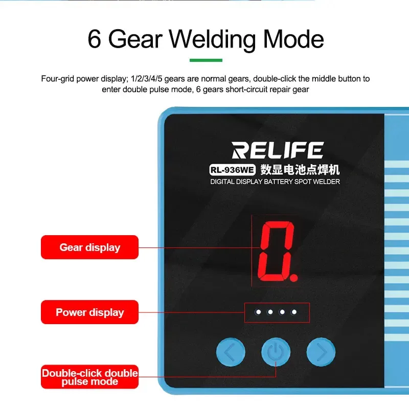 RELIFE RL-936WE Battery Spot Welder Kit Portable Digital Display Nickel Plated Battery Pack Spot Welding Machine Weld DIY tools