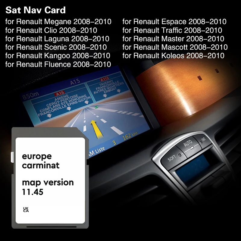 Carminat 11.45 per Renault Koleos 2008 2010 Navigazione per auto Scheda mappa SD Cover Europa Germania Francia Polonia