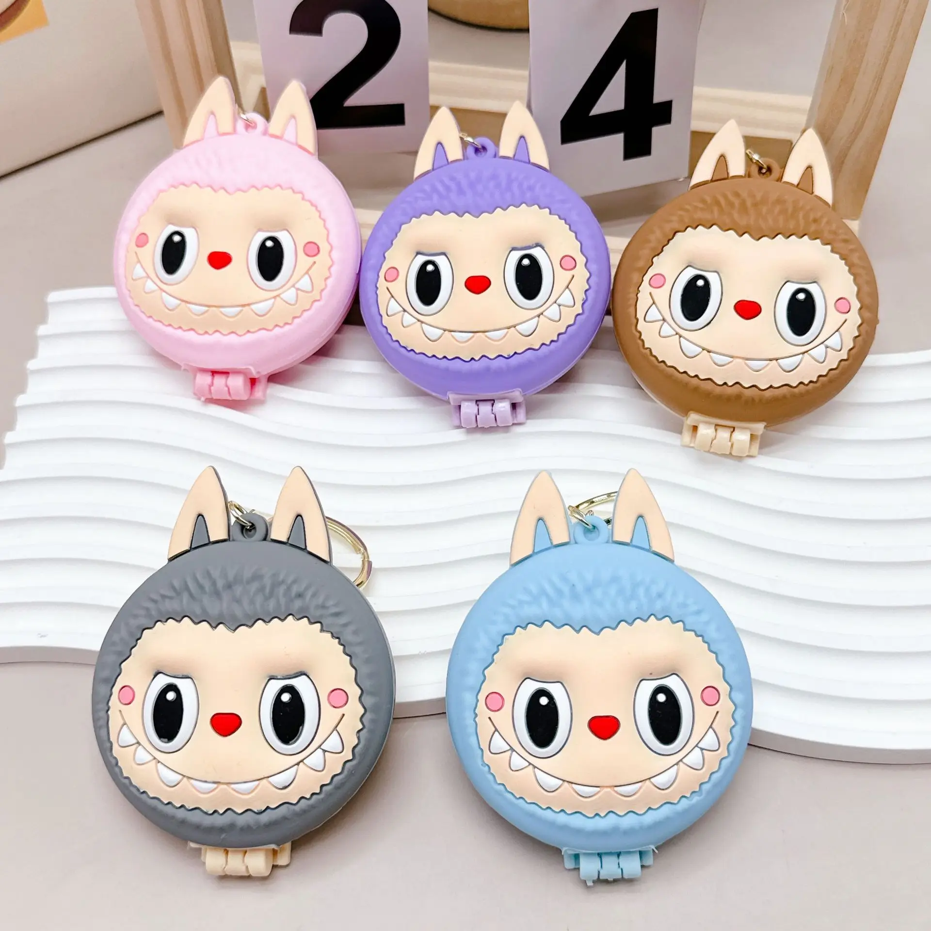 Kawaii  Labubu The Monsters Zimomo Mococo Comb Mirrors Cartoon Keychain Cute Portable Air Cushion Combs Gifts for Girls