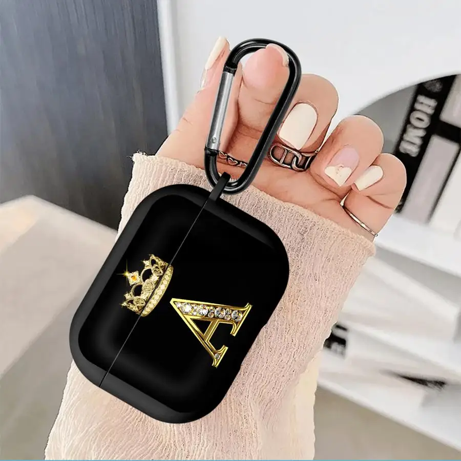 

Case For Airpods 4 Pro Pro2 1 2 3 Pro3 Earphone Cases Cover Diamond Crown Letter A B