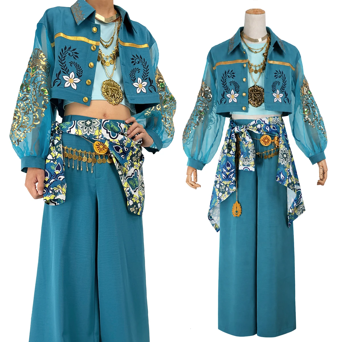 HOLOUN Gedrehtes Spiel ‌ Minajael Tealrajah Cosplay-Kostüm, Konvention, Halloween, Weihnachten, Mantel, Hemd, Oberteil, Hose, Stirnband